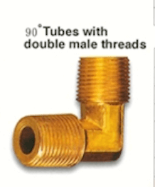 brass adapter 90 degree tube with double male threads P-70